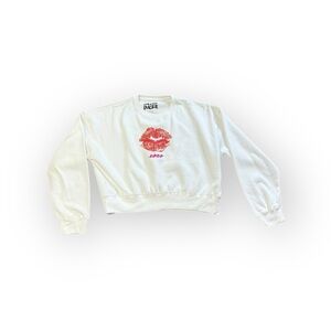 Strange Daze XOXO lip printer sweatshirt-white, size S (brand new missing tags)